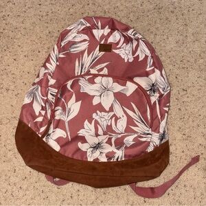 Roxy Rose Floral Backpack with Brown Suede Base